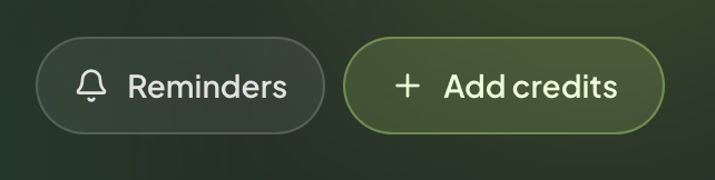Reminders button beside Add credits on the available balance card
