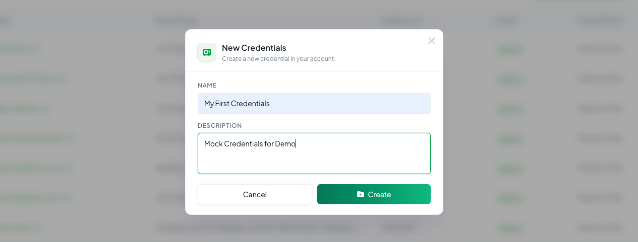 Create Credentials Form